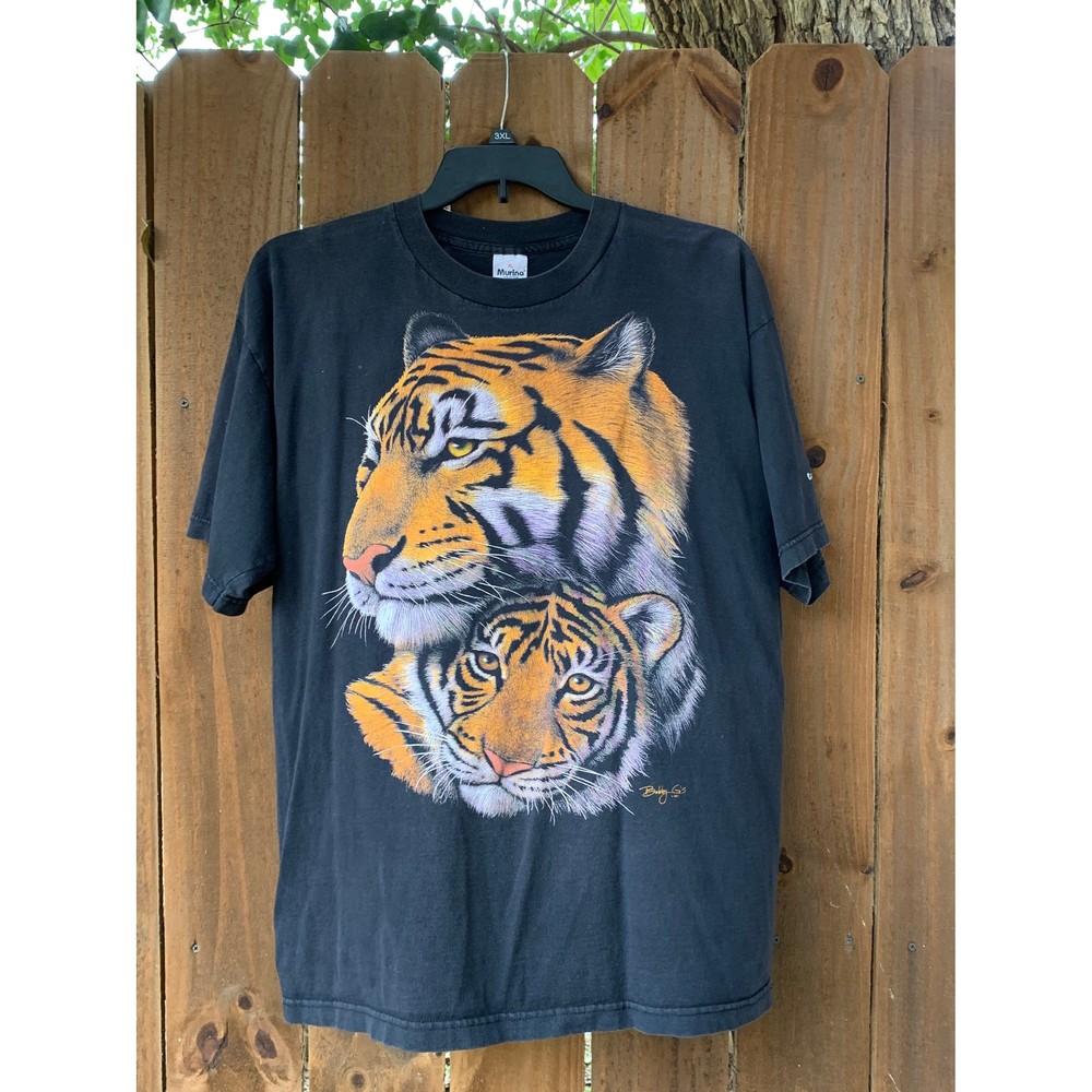 Vintage 1997 Tigers  Cub and Mother Cape May County Park Zoo T-shirt XL Bobby GS